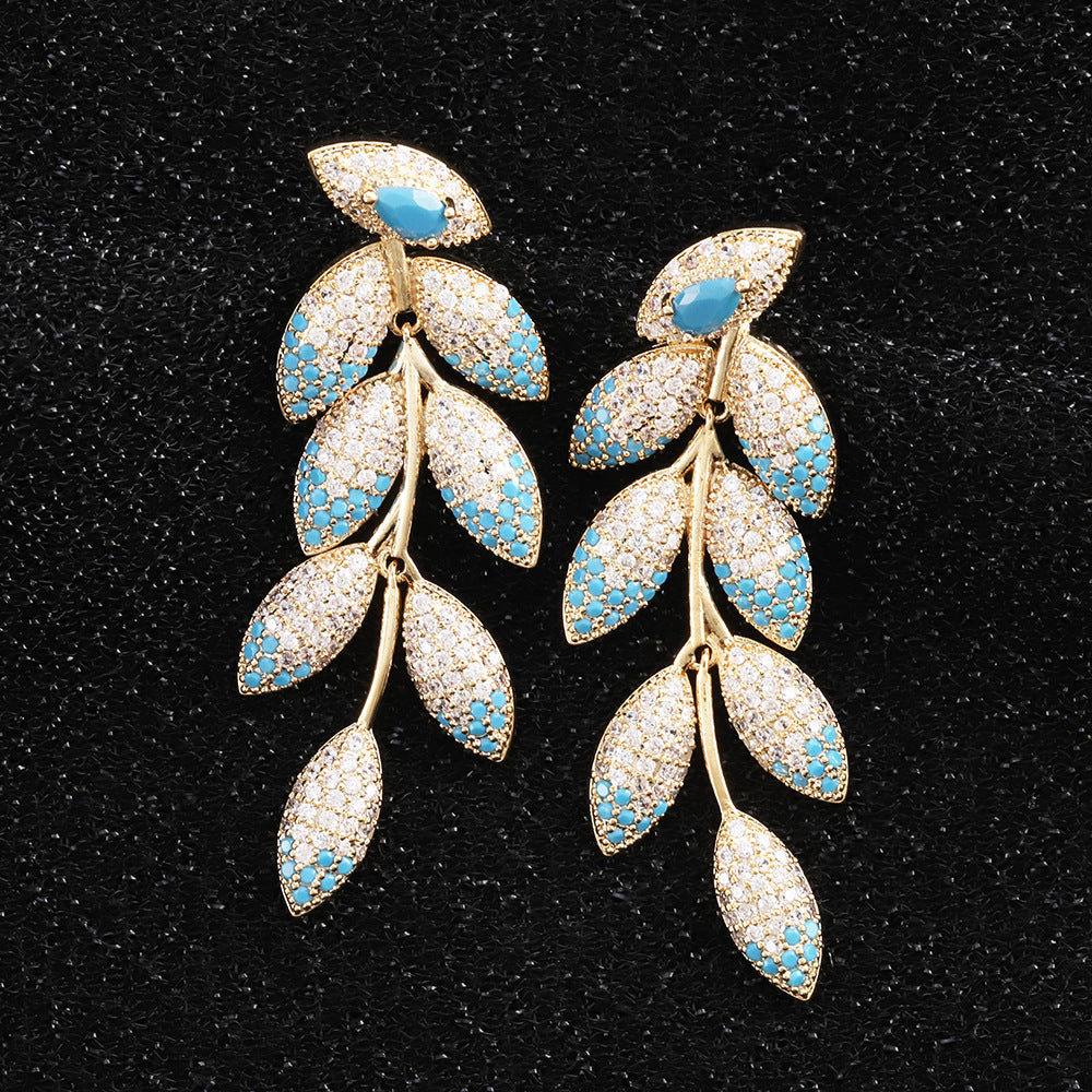 Leaf Cubic Zirconia Earrings E7659