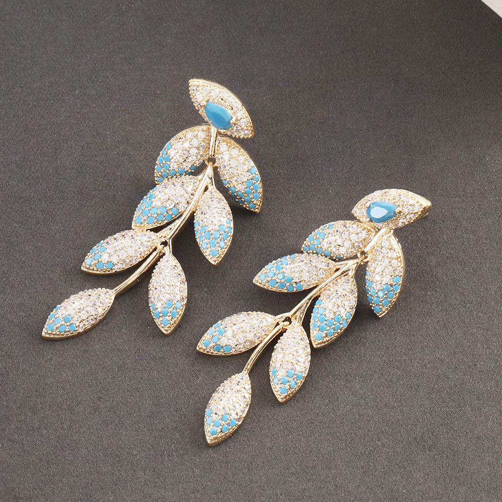 Leaf Cubic Zirconia Earrings E7659