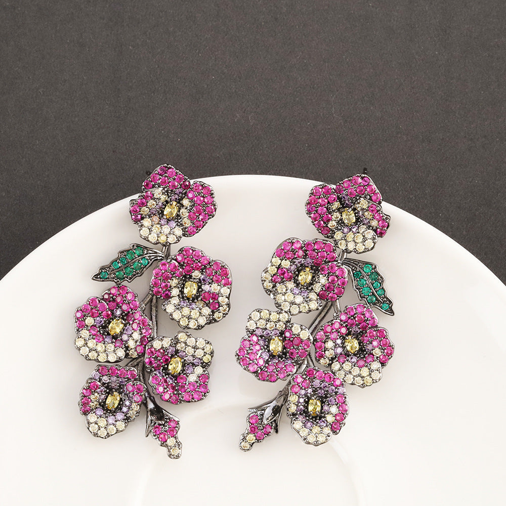 Camellia Cubic Zirconia Earrings E7660
