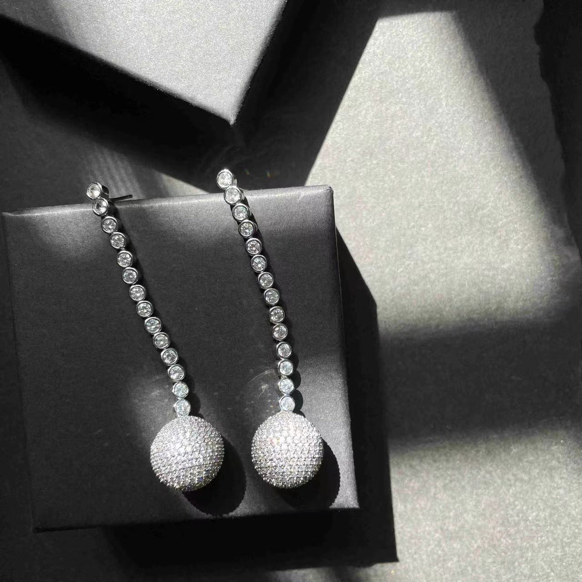 Ball Chains Cubic Zirconia Earrings E7664