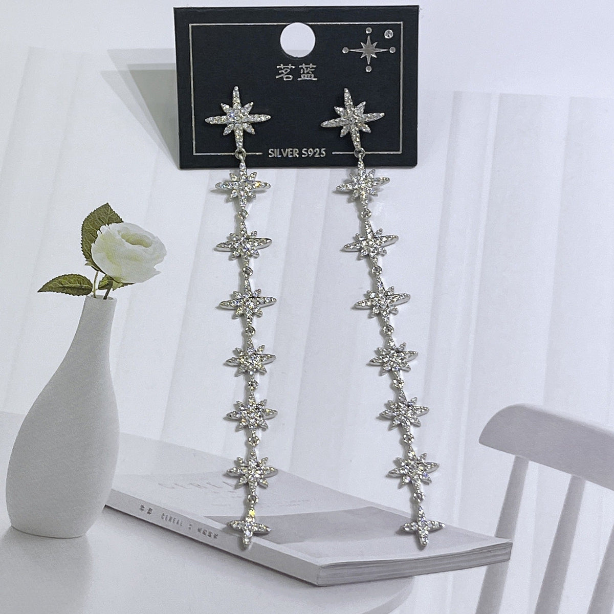 Star Chains Cubic Zirconia Earrings E7665