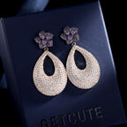 Floral Teardrop Cubic Zirconia Earrings E7666