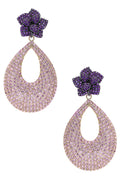 Floral Teardrop Cubic Zirconia Earrings E7666