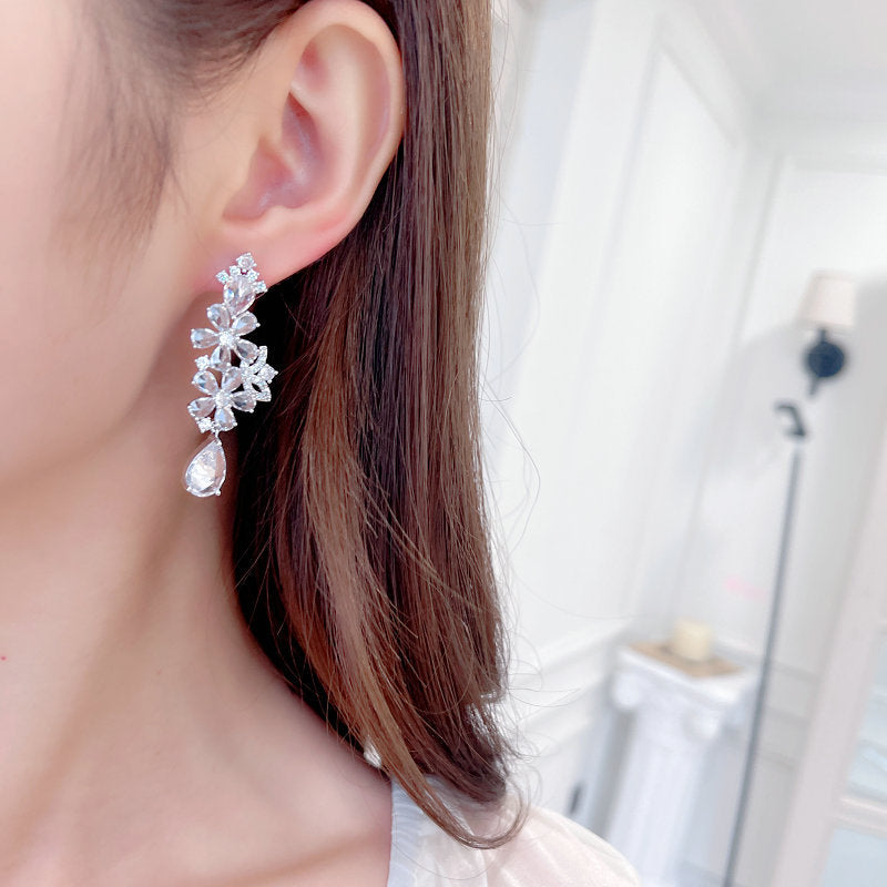 Floral Cubic Zirconia Earrings E7671