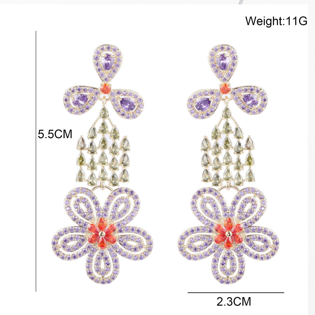 Floral Cubic Zirconia Earrings E7672