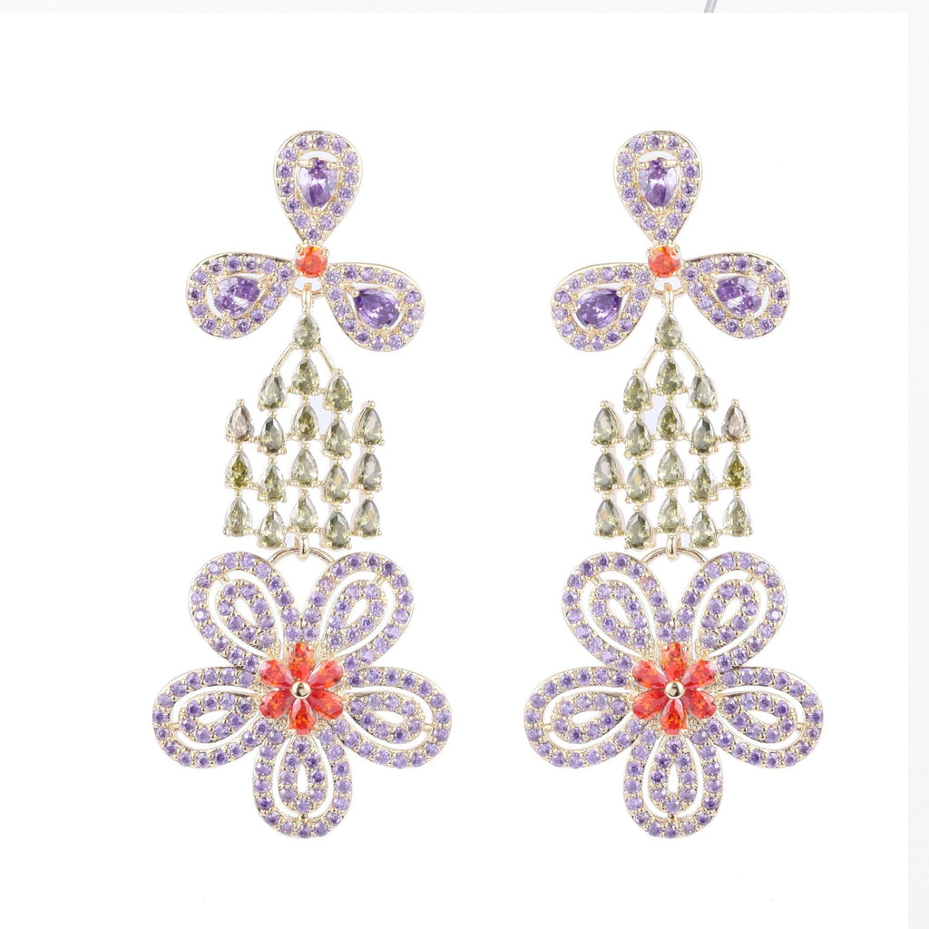 Floral Cubic Zirconia Earrings E7672