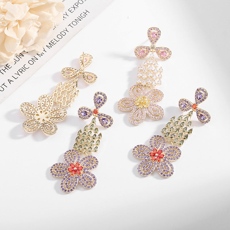 Floral Cubic Zirconia Earrings E7672