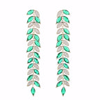 Leaf Tassel Cubic Zirconia Earrings E7674