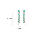 Leaf Tassel Cubic Zirconia Earrings E7674