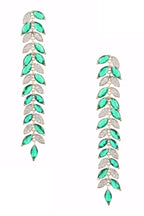 Leaf Tassel Cubic Zirconia Earrings E7674