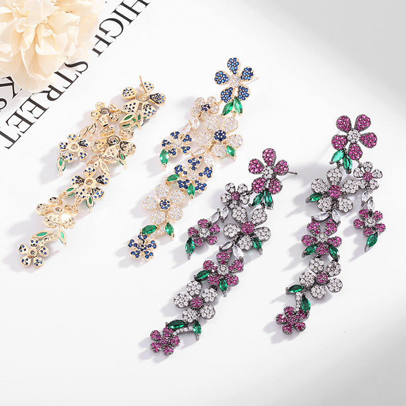Floral Cubic Zirconia Earrings E7676