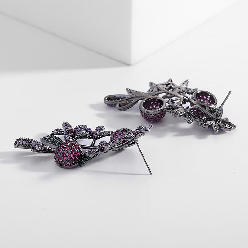Floral Fruit Cubic Zirconia Earrings E7677