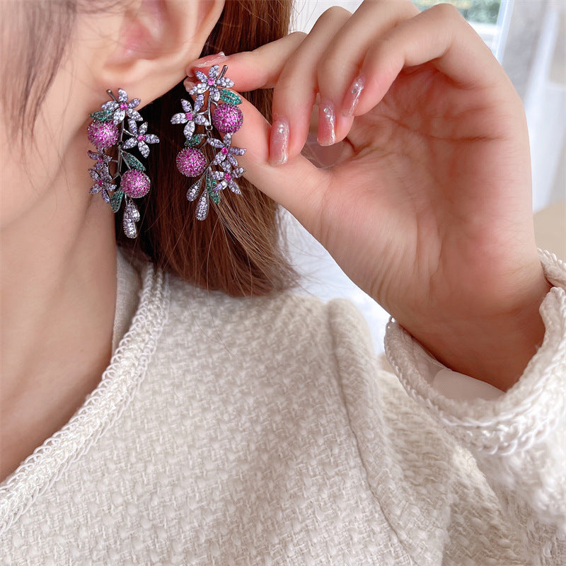 Floral Fruit Cubic Zirconia Earrings E7677