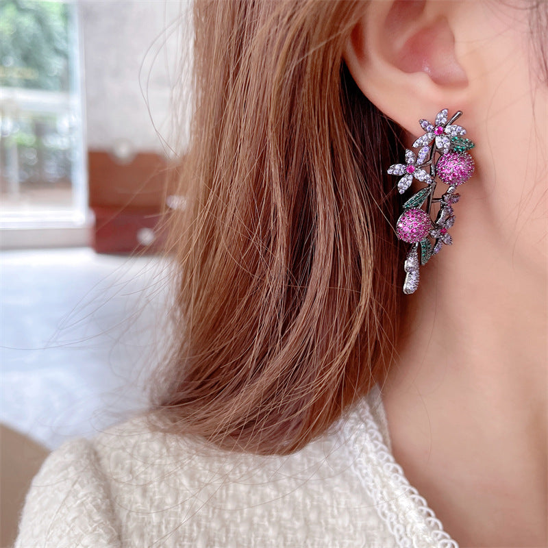Floral Fruit Cubic Zirconia Earrings E7677