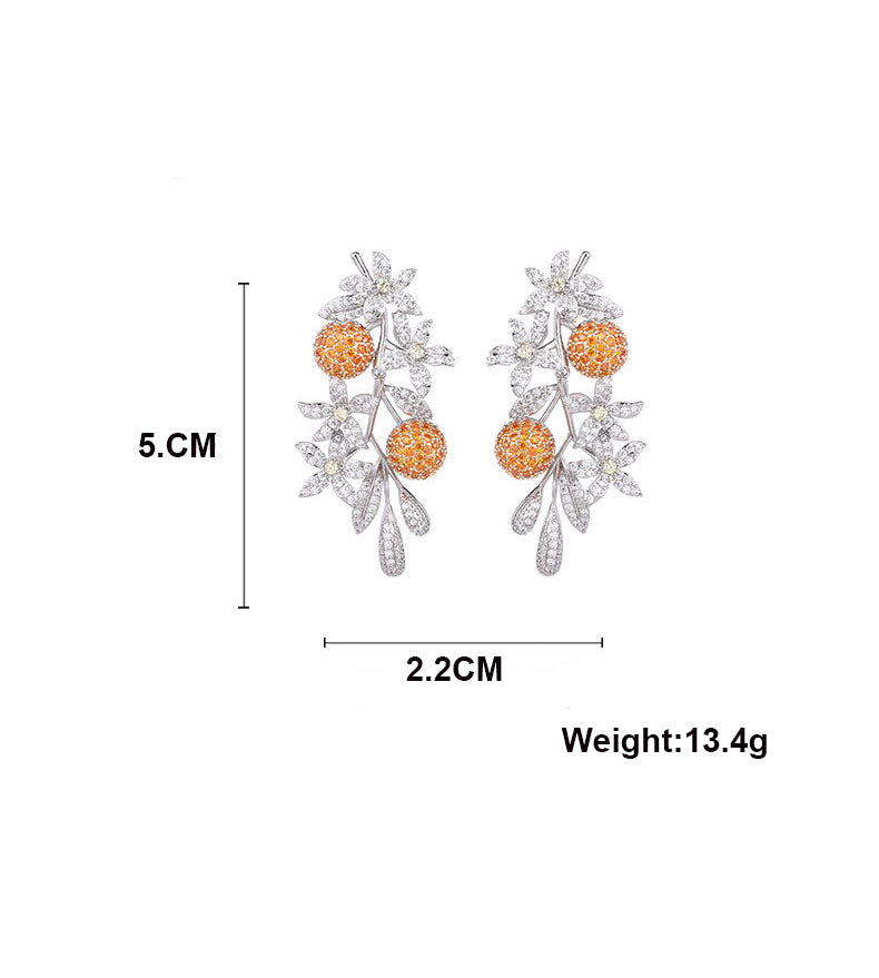Floral Fruit Cubic Zirconia Earrings E7677