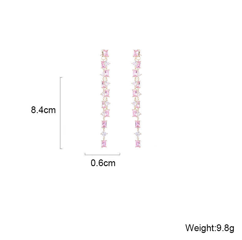 Geometry Tassel Cubic Zirconia Earrings E7679