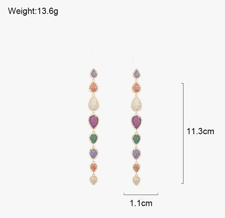 Geometry Tassel Cubic Zirconia Earrings E7680
