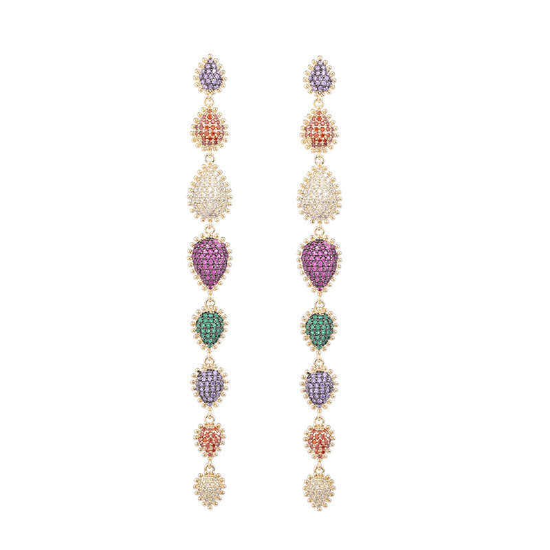 Geometry Tassel Cubic Zirconia Earrings E7680