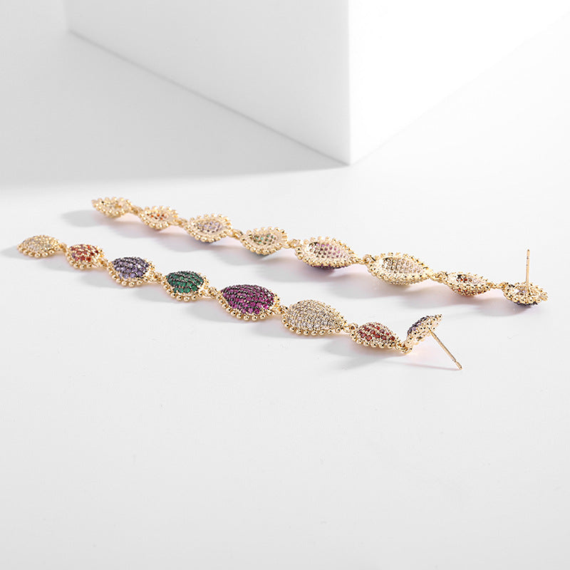 Geometry Tassel Cubic Zirconia Earrings E7680