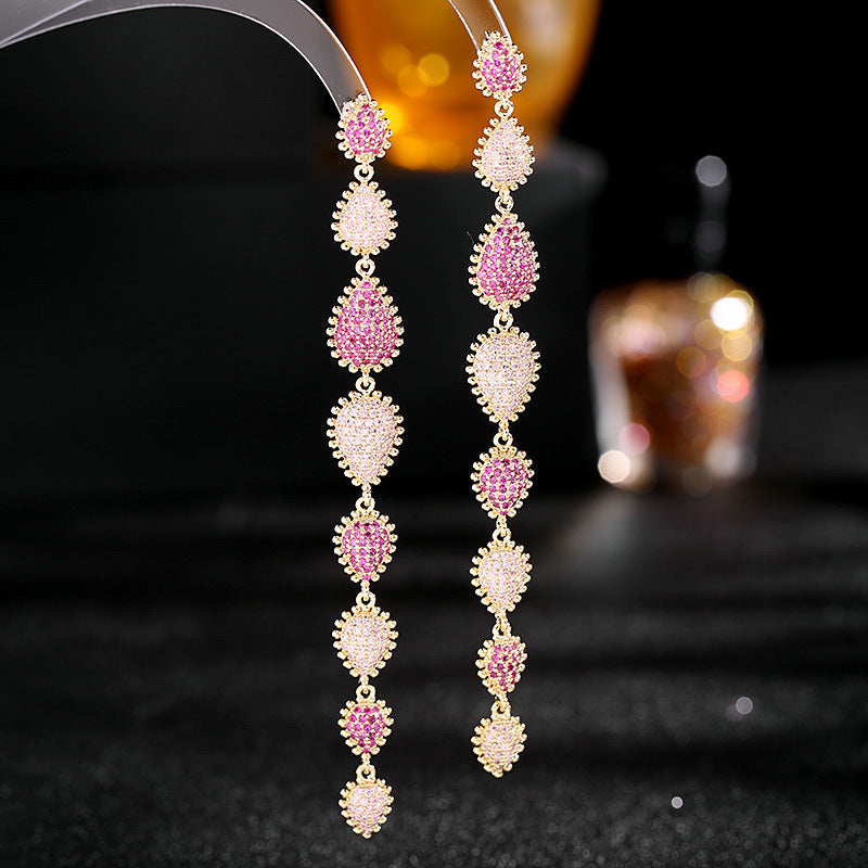 Geometry Tassel Cubic Zirconia Earrings E7680