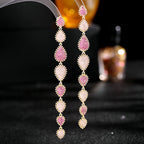 Geometry Tassel Cubic Zirconia Earrings E7680