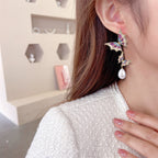 Butterfly Pearl Cubic Zirconia Earrings E7681