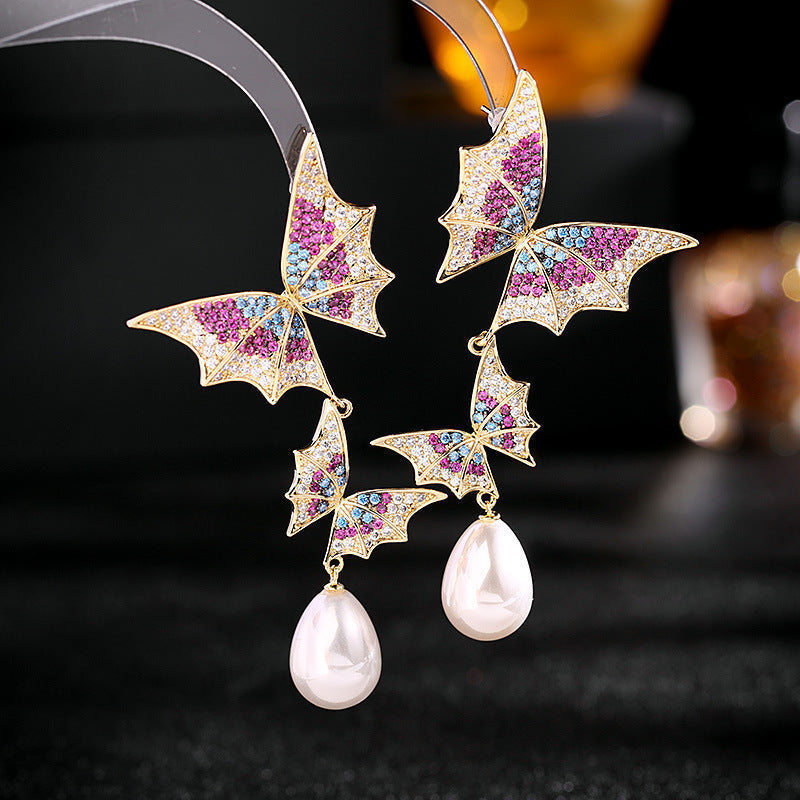 Butterfly Pearl Cubic Zirconia Earrings E7681