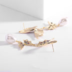 Butterfly Pearl Cubic Zirconia Earrings E7681