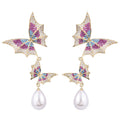 Butterfly Pearl Cubic Zirconia Earrings E7681