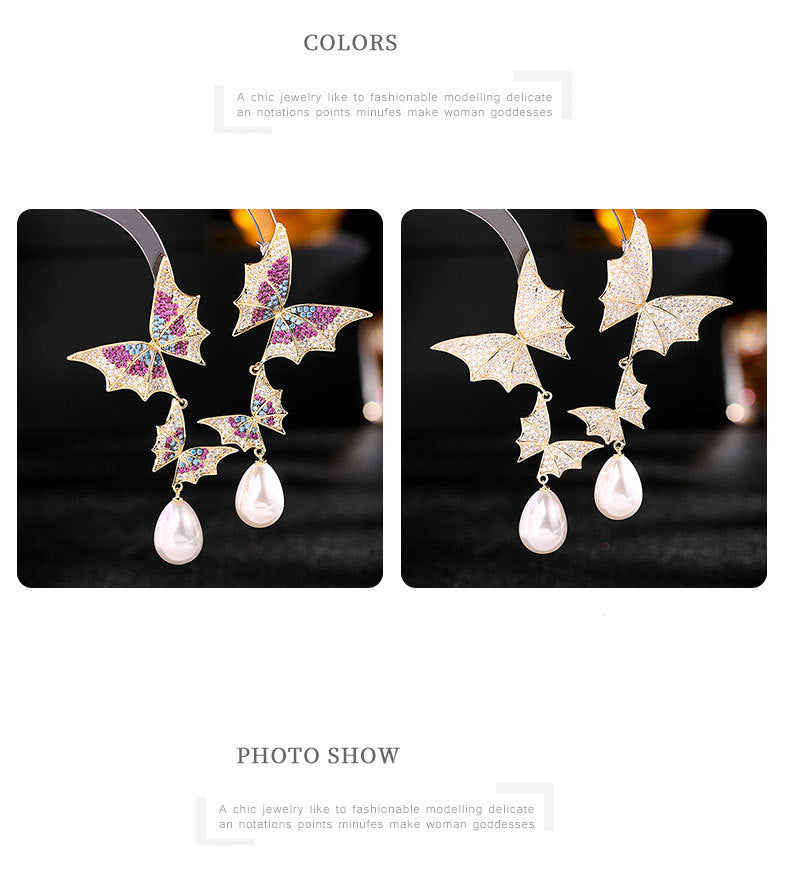 Butterfly Pearl Cubic Zirconia Earrings E7681