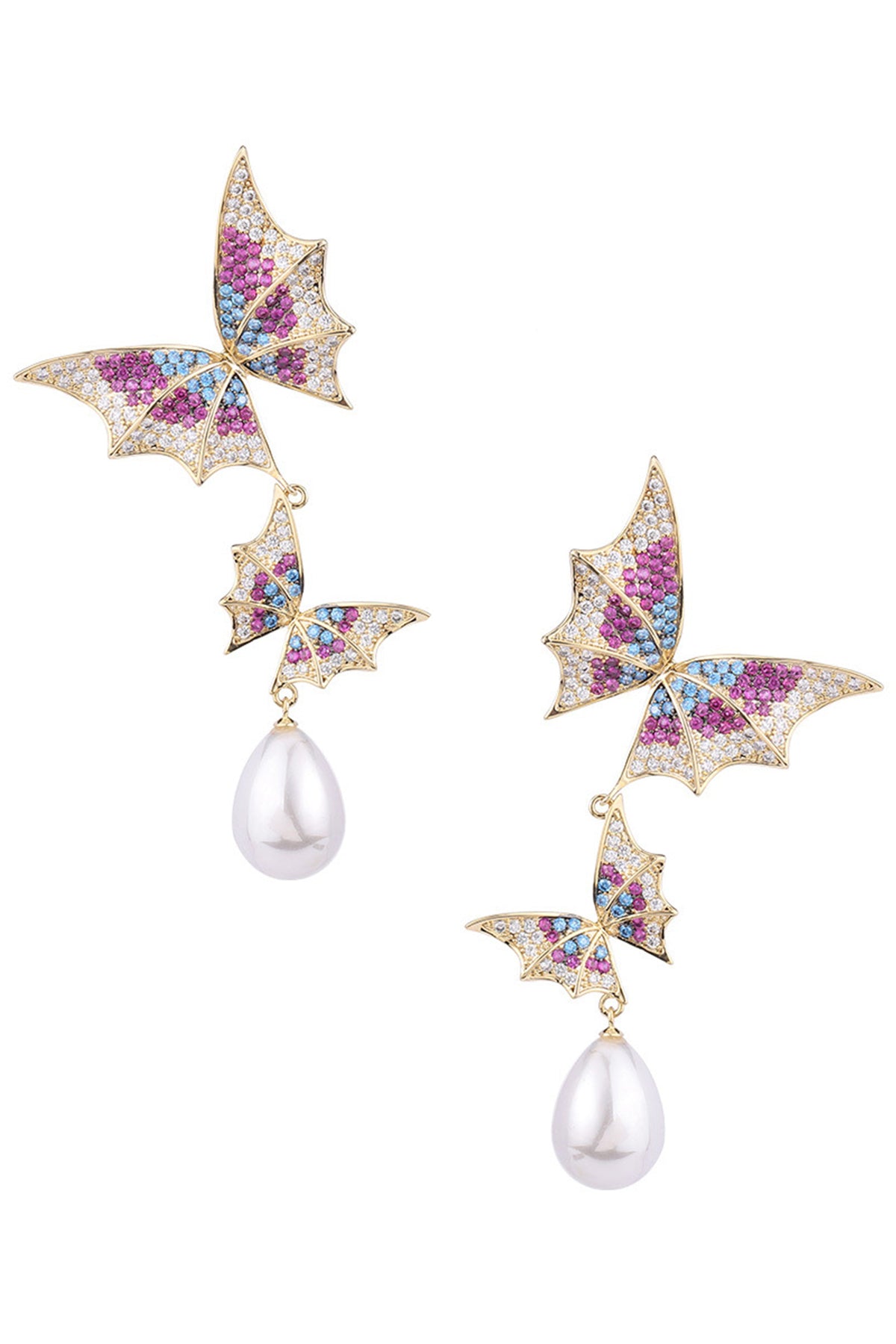 Butterfly Pearl Cubic Zirconia Earrings E7681