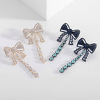 Bow Tassel Cubic Zirconia Earrings E7682