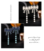 Bow Tassel Cubic Zirconia Earrings E7682