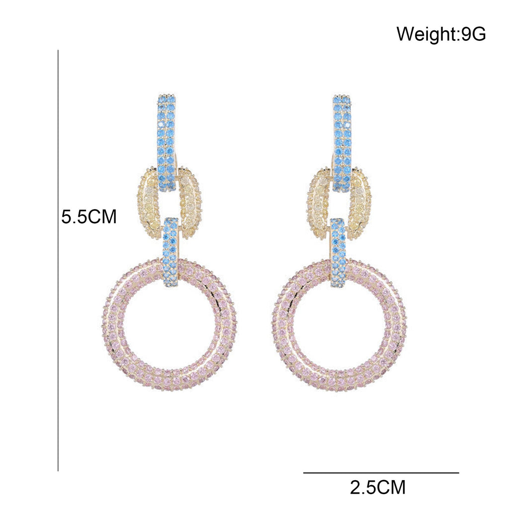 Geometric Circle Cubic Zirconia Earrings E7683