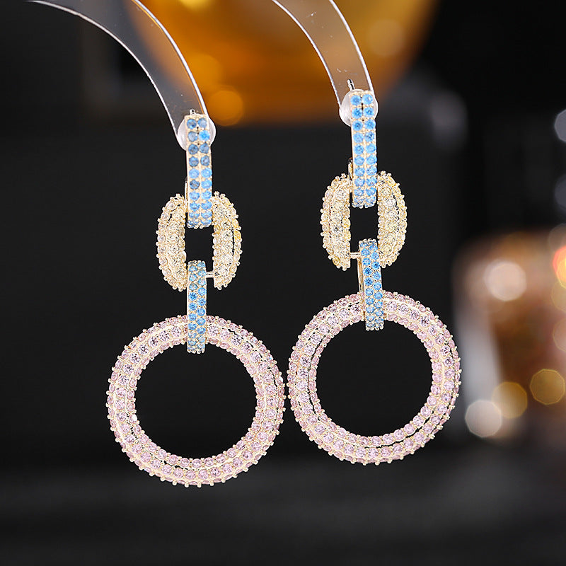 Geometric Circle Cubic Zirconia Earrings E7683