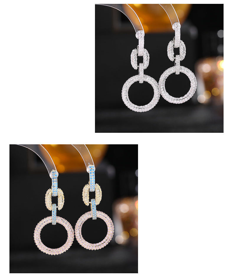Geometric Circle Cubic Zirconia Earrings E7683