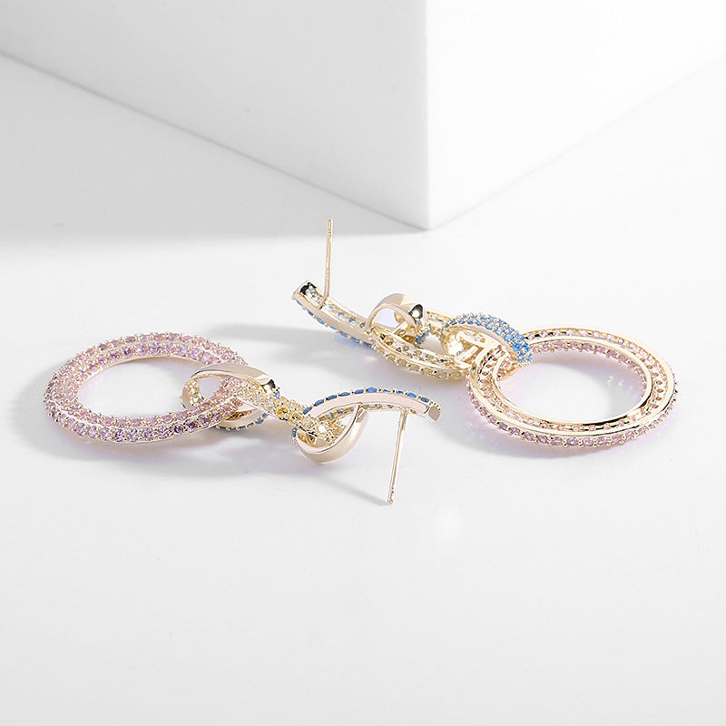 Geometric Circle Cubic Zirconia Earrings E7683