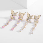 Butterfly Tassel Zirconia Earrings E7684