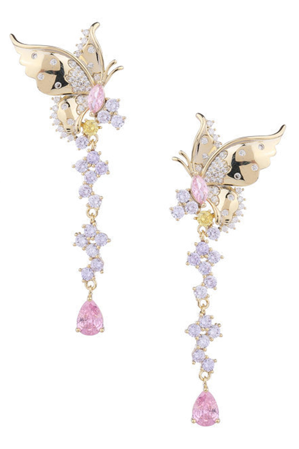Butterfly Tassel Zirconia Earrings E7684