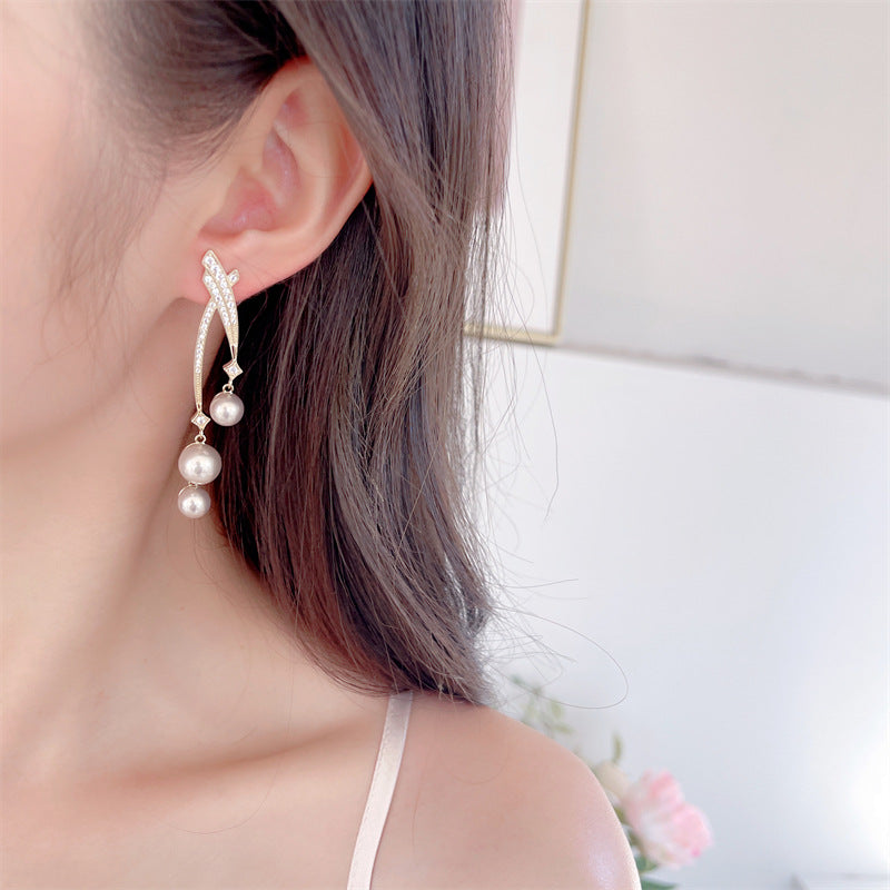 Pearl Cubic Zirconia Earrings E7689