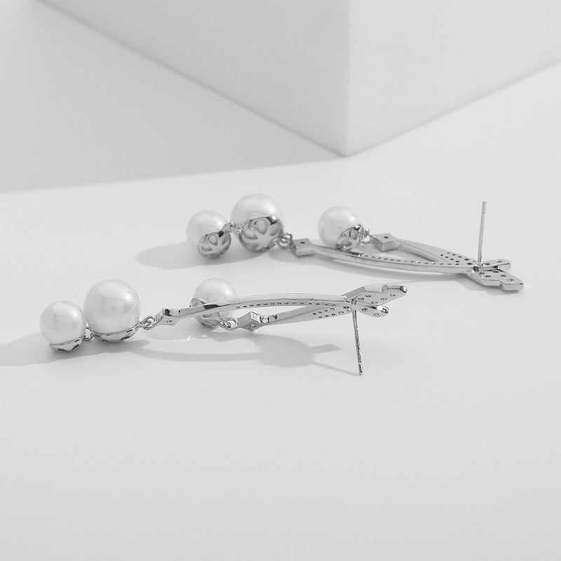 Pearl Cubic Zirconia Earrings E7689