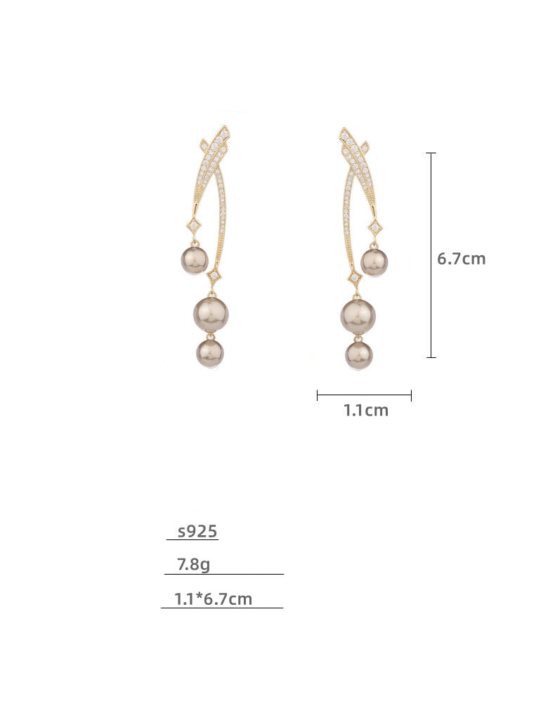 Pearl Cubic Zirconia Earrings E7689