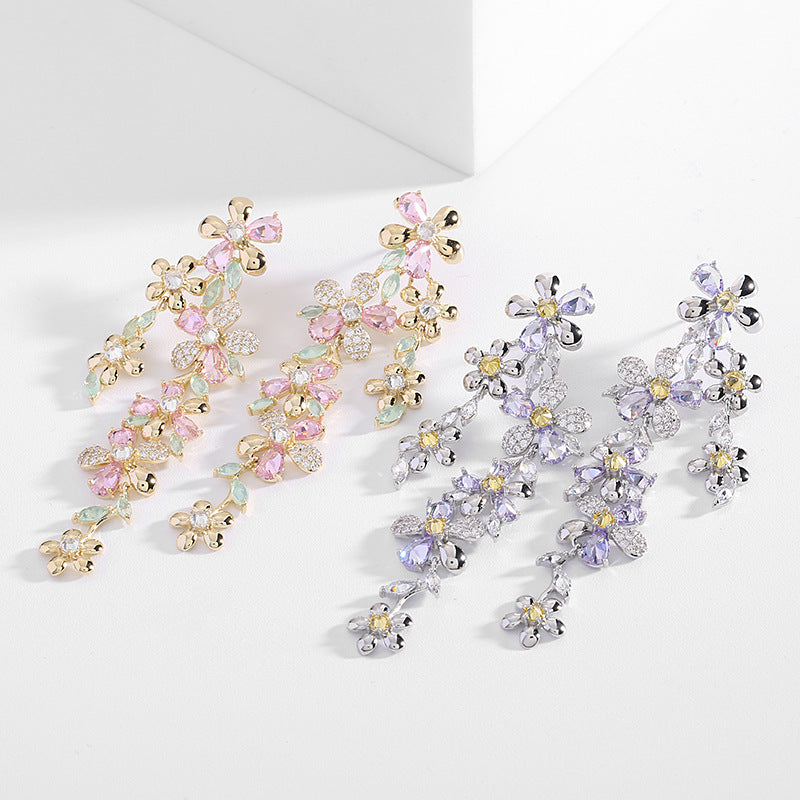 Floral Cubic Zirconia Earrings E7694