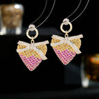 Bow Heart Cubic Zirconia Earrings E7695