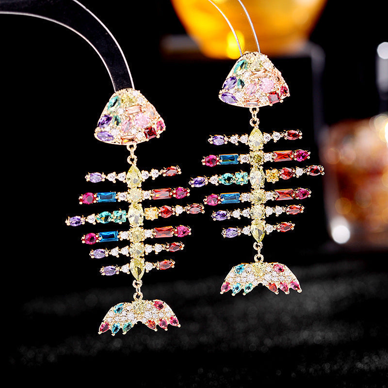 Fishbone Cubic Zirconia Earrings E7696
