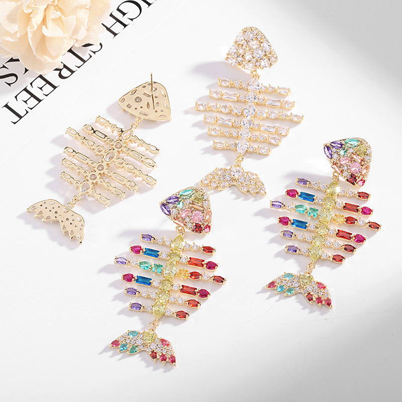 Fishbone Cubic Zirconia Earrings E7696