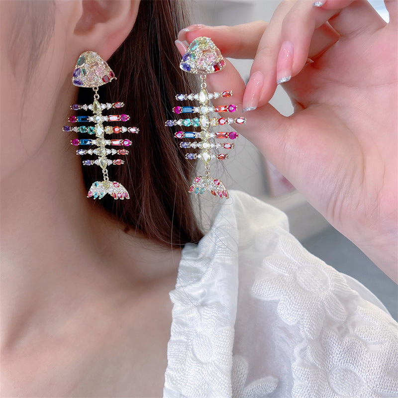 Fishbone Cubic Zirconia Earrings E7696