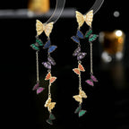 Butterfly Tassle Cubic Zirconia Earrings E7699