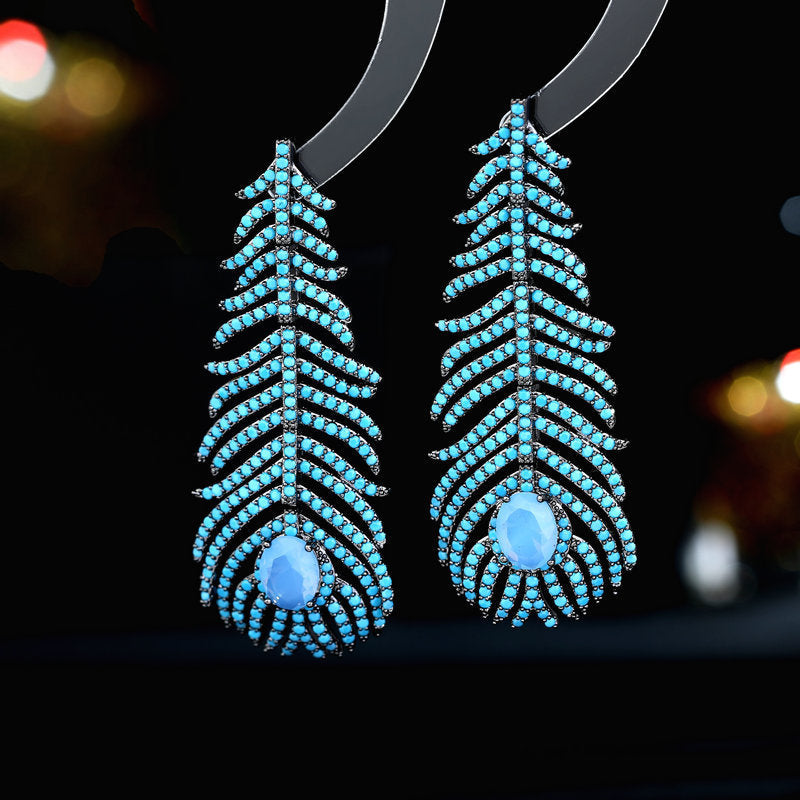 Feather Cubic Zirconia Earrings E7702
