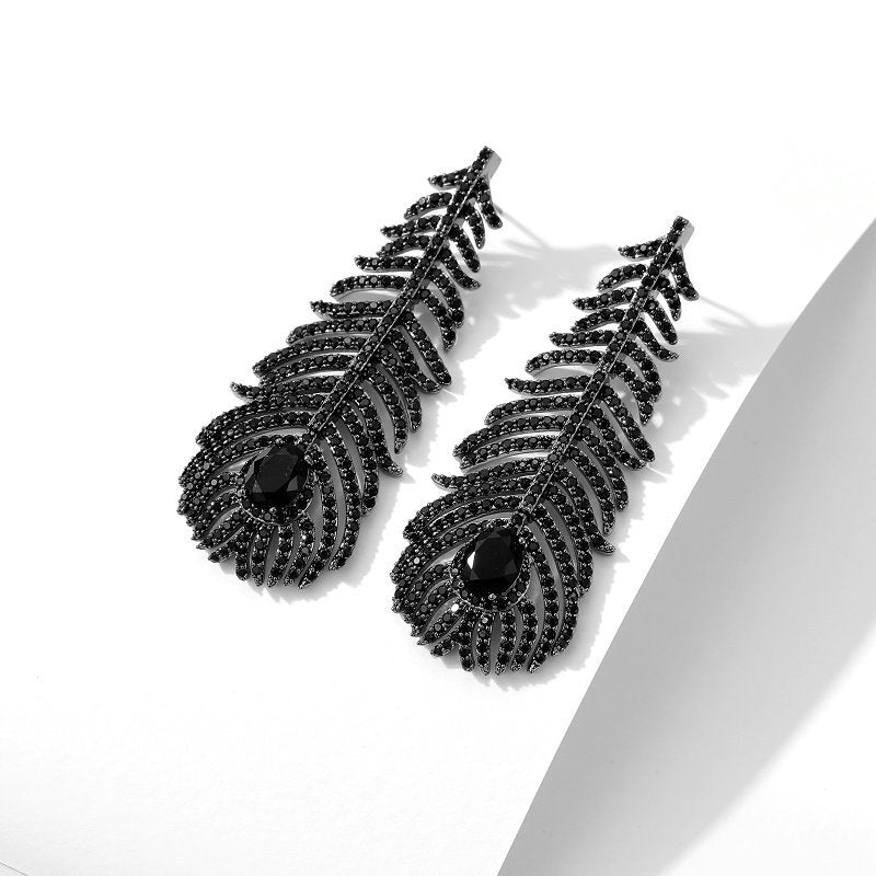 Feather Cubic Zirconia Earrings E7702